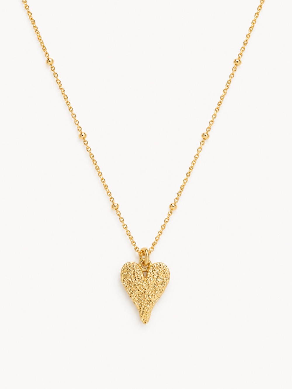 18K Gold Plated Textured Heart Dainty Satellite Necklace